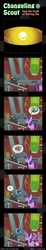 Size: 600x3263 | Tagged: safe, artist:vavacung, daring do, twilight sparkle, alicorn, changeling, pony, comic:changeling-scout, g4, book, comic, female, for science, laboratory, mare, pointy ponies, this will end in tears, twilight sparkle (alicorn)