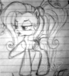 Size: 615x676 | Tagged: safe, artist:colossalstinker, rainbow dash (g3), g3, g3.5, female, monochrome, solo, traditional art
