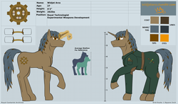 Size: 1280x752 | Tagged: safe, artist:widjetarcs, oc, oc only, oc:widjet, pony, unicorn, clothes, glasses, magic, male, reference sheet, solo, stallion, uniform