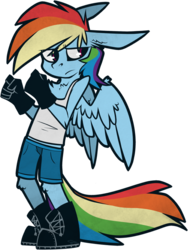 Size: 584x775 | Tagged: safe, artist:dr-idiot, rainbow dash, anthro, g4, clothes, female, midriff, simple background, solo, tank top, transparent background