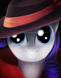 Size: 1594x2038 | Tagged: safe, artist:jphyperx, rarity, pony, g4, detective, female, hat, solo