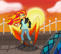 Size: 2755x2413 | Tagged: safe, artist:catlover1672, sunset shimmer, equestria girls, g4, female, high res, solo, sunset phoenix, winged humanization, wings