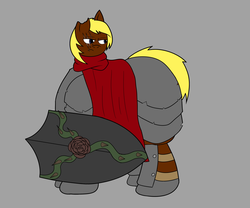 Size: 2400x2000 | Tagged: safe, artist:facade, oc, oc only, oc:joey butterscotch, armor, cape, clothes, fat, high res, male, rose, scar, shield, thorn