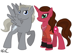 Size: 1339x970 | Tagged: safe, artist:qemma, marvel, ponified, quicksilver (marvel), scarlet witch