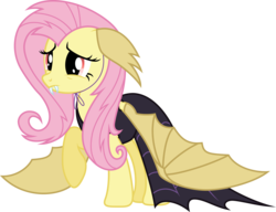 Size: 5112x3924 | Tagged: safe, artist:djdavid98, fluttershy, bat pony, pony, g4, scare master, .ai available, .svg available, clothes, costume, fake flutterbat, fangs, female, flutterbat, flutterbat costume, nightmare night costume, sad, simple background, solo, transparent background, vector