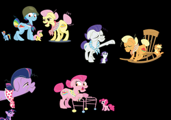 Size: 1024x720 | Tagged: safe, artist:oliwia2514, part of a set, applejack, fluttershy, granny smith, pinkie pie, rainbow dash, rarity, twilight sparkle, g4, age swap, mane six, palette swap, role reversal