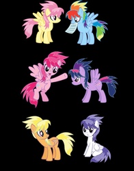 Size: 792x1009 | Tagged: safe, applejack, cloudchaser, fluttershy, pinkie pie, rainbow dash, rarity, twilight sparkle, g4, mane six, palette swap