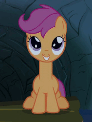 Size: 330x436 | Tagged: safe, screencap, scootaloo, g4, sleepless in ponyville, animated, female, neck, piston, solo