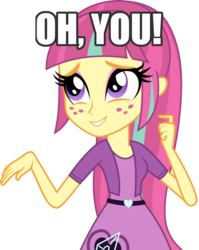 Size: 796x1000 | Tagged: safe, artist:xebck, sour sweet, equestria girls, g4, my little pony equestria girls: friendship games, alternate hairstyle, cute, female, freckles, image macro, long hair, loose hair, meme, oh you, simple background, solo, sourbetes, transparent background, vector