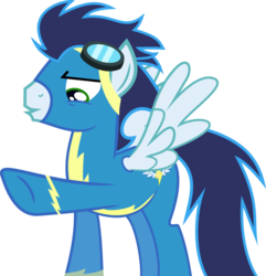 Size: 1024x1063 | Tagged: safe, artist:maulidiza, soarin', pony, g4, male, pointing, simple background, solo, transparent background, vector, wonderbolts uniform
