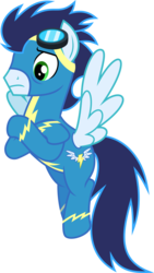 Size: 1600x2839 | Tagged: safe, artist:chainchomp2, soarin', pegasus, pony, g4, rarity investigates, .svg available, alternate versions at source, butt wings, crossed arms, goggles, high res, male, simple background, solo, stallion, transparent background, vector, wonderbolts uniform