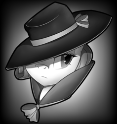 Size: 1800x1900 | Tagged: safe, artist:flam3zero, rarity, g4, rarity investigates, detective, detective rarity, female, grayscale, monochrome, portrait, solo