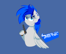 Size: 1200x1000 | Tagged: safe, artist:gndriver, oc, oc only, oc:sapphire sights, pony, gun, pistol, solo, weapon