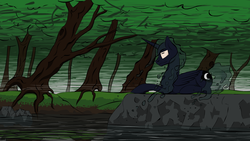 Size: 1280x720 | Tagged: safe, artist:tuzzman, princess luna, g4, female, fog, forest, lake, solo, water, waterluna