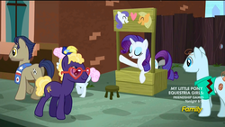 Size: 1920x1080 | Tagged: safe, screencap, applejack, blue peeler, charlie horse, pearly stitch, rarity, winning goal, g4, made in manehattan, season 5, charlie brown, lucy's advice booth, peanuts