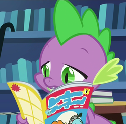Size: 1092x1073 | Tagged: safe, screencap, spike, g4, made in manehattan, archie, archie comics, beanie, comic book, hat, jughead, male, solo, whoopee cap