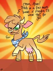 Size: 992x1338 | Tagged: safe, artist:catfood-mcfly, arizona (tfh), cow, them's fightin' herds, bandana, cloven hooves, community related, female, implied anon, udder