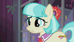 Size: 500x281 | Tagged: safe, screencap, coco pommel, pony, g4, made in manehattan, animated, coco's apartment, discovery family, discovery family logo, female, floppy ears, reaction image, solo, stressed, talking