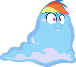 Size: 1827x1632 | Tagged: safe, artist:megarainbowdash2000, rainbow dash, smooze, g4, :3, female, gak, simple background, slime, smoozified, solo, species swap, transparent background, what has science done