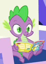 Size: 287x400 | Tagged: safe, screencap, spike, g4, made in manehattan, animated, approval, comic book, loop, male, nodding, reaction image, solo