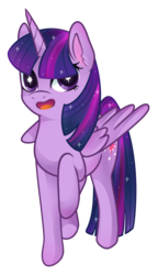 Size: 698x1209 | Tagged: safe, artist:sleep-powder, twilight sparkle, alicorn, pony, g4, beautiful, cute, female, looking at you, mare, open mouth, simple background, smiling, smiling at you, solo, sparkles, talking, twilight sparkle (alicorn), wingding eyes