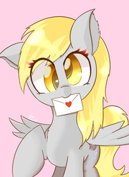 Size: 3850x5250 | Tagged: safe, artist:kawaiipony2, derpy hooves, pegasus, pony, g4, absurd resolution, female, letter, mare, mouth hold, solo