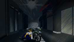 Size: 3000x1686 | Tagged: safe, artist:prats1983, oc, oc only, anthro, motorcycle, solo