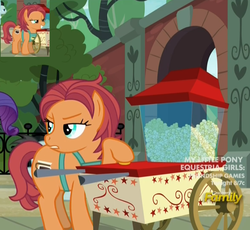 Size: 1164x1069 | Tagged: safe, screencap, chock-full carafe, earth pony, pony, g4, made in manehattan, season 5, apron, chubby, clothes, discovery family logo, female, mare, plump, popcorn, vendor