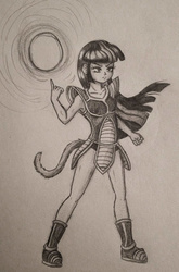 Size: 632x960 | Tagged: safe, artist:leffenkitty, twilight sparkle, human, saiyan, g4, armpits, dragon ball, dragon ball z, energy ball, female, humanized, monochrome, sketch, solo, traditional art