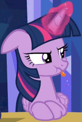 Size: 535x796 | Tagged: safe, screencap, twilight sparkle, alicorn, pony, g4, made in manehattan, season 5, :p, adorable face, animated, bored, cropped, cute, female, floppy ears, frown, glare, glowing horn, grumpy twilight, horn, leaning, loop, madorable, mare, raspberry, solo, spittle, tongue out, twiabetes, twilight sparkle (alicorn), unamused