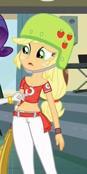 Size: 293x584 | Tagged: safe, edit, edited screencap, screencap, applejack, rarity, equestria girls, g4, my little pony equestria girls: friendship games, assisted exposure, belly button, breast edit, breasts, cleavage, clothes, female, midriff, shirt lift, short shirt, spoiler
