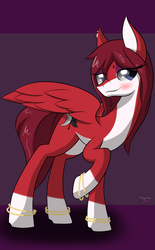 Size: 2000x3219 | Tagged: safe, artist:rubi, oc, oc only, oc:dysnomia, pegasus, pony, anklet, ear piercing, eyeshadow, high res, makeup, piercing, solo, species swap, ush