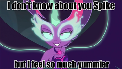 Size: 960x540 | Tagged: safe, edit, edited screencap, screencap, sci-twi, twilight sparkle, equestria girls, g4, my little pony equestria girls: friendship games, batman, batman returns, bedroom eyes, caption, evil twilight, glowing eyes, image macro, meme, midnight sparkle, midnight sparkle's lines, movie quote