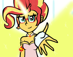 Size: 690x540 | Tagged: safe, artist:apple-jazzy, sunset shimmer, equestria girls, g4, my little pony equestria girls: friendship games, daydream shimmer, female, solo, take my hand