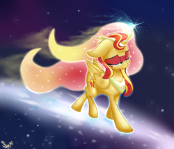 Size: 1500x1285 | Tagged: safe, artist:sintakhra, sunset shimmer, alicorn, pony, equestria girls, g4, my little pony equestria girls: friendship games, crying, daydream shimmer, ethereal mane, female, shimmercorn, solo