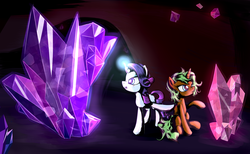 Size: 2326x1435 | Tagged: safe, artist:equie, rarity, oc, oc:equie, alicorn, pony, g4, alicorn oc, crystal, glowing horn, horn