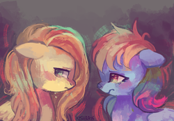 Size: 1157x805 | Tagged: safe, artist:cherivinca, fluttershy, rainbow dash, g4, crying