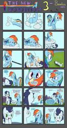 Size: 2700x5100 | Tagged: safe, artist:marmorexx, rainbow dash, soarin', pony, comic:the new wonderbolt, g4, backwards cutie mark, cloud, comic, female, male, on back, ship:soarindash, shipping, straight