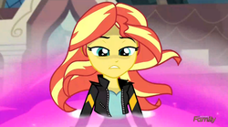 Size: 640x356 | Tagged: safe, screencap, sunset shimmer, equestria girls, g4, my little pony equestria girls: friendship games, discovery family logo, female, solo
