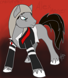 Size: 700x800 | Tagged: safe, artist:pikagur1xd, artist:pikagurlxd, pony, [prototype], alex mercer, clothes, crossover, hoodie, ponified, solo