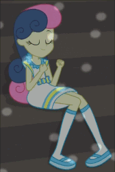 Size: 452x672 | Tagged: safe, screencap, bon bon, sweetie drops, equestria girls, g4, my little pony equestria girls: friendship games, animated, bon bon is amused, clothes, dancing, dress, female, mary janes, party soft, socks, solo, story in the comments