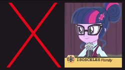 Size: 1366x768 | Tagged: safe, screencap, sci-twi, twilight sparkle, human, acadeca, equestria girls, g4, my little pony equestria girls: friendship games, clothes, crystal prep academy uniform, female, glasses, isosceles, school uniform, spelling bee