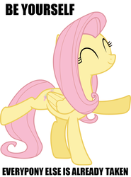 Size: 900x1214 | Tagged: safe, fluttershy, g4, dancing, eyes closed, female, image macro, meme, motivational, simple background, solo, taken, vector, white background