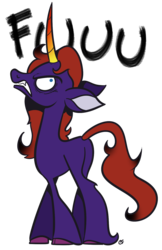 Size: 1010x1558 | Tagged: safe, artist:catfood-mcfly, oleander (tfh), classical unicorn, pony, unicorn, them's fightin' herds, alternate color palette, angry, colored hooves, colored horn, community related, curved horn, female, horn, oleander is not amused, solo, unshorn fetlocks