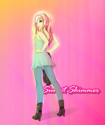 Size: 1304x1549 | Tagged: safe, artist:clownpoisson, sunset shimmer, equestria girls, g4, 80s, female, humanized, solo