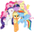 Size: 895x842 | Tagged: safe, artist:mehoep, applejack, fluttershy, pinkie pie, rainbow dash, rarity, twilight sparkle, alicorn, earth pony, pegasus, pony, unicorn, g4, magical mystery cure, my little pony: friendship is magic, .svg available, crown, element of generosity, element of honesty, element of kindness, element of laughter, element of loyalty, element of magic, elements of harmony, female, floating, gold, group hug, horn, jewelry, mane six, mare, regalia, simple background, svg, transparent background, twilight sparkle (alicorn), vector, wings