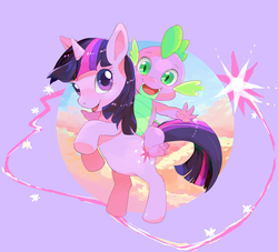 Size: 1849x1677 | Tagged: safe, artist:aoin, spike, twilight sparkle, dragon, pony, unicorn, g4, dragons riding ponies, female, male, mare, riding
