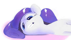 Size: 1278x721 | Tagged: safe, artist:ditzydewdrop, rarity, pony, g4, earth pony rarity, eyes, female, lying down, mare, missing horn, solo