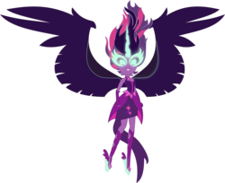 Size: 4908x4000 | Tagged: safe, artist:mit-boy, sci-twi, twilight sparkle, equestria girls, g4, my little pony equestria girls: friendship games, absurd resolution, bare shoulders, clothes, commission, dress, female, fingerless gloves, fist, gloves, glowing eyes, horn, midnight sparkle, simple background, sleeveless, solo, strapless, transparent background, vector, wings