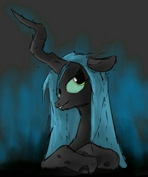 Size: 1024x1222 | Tagged: dead source, safe, artist:red, queen chrysalis, changeling, changeling queen, g4, female, grin, solo